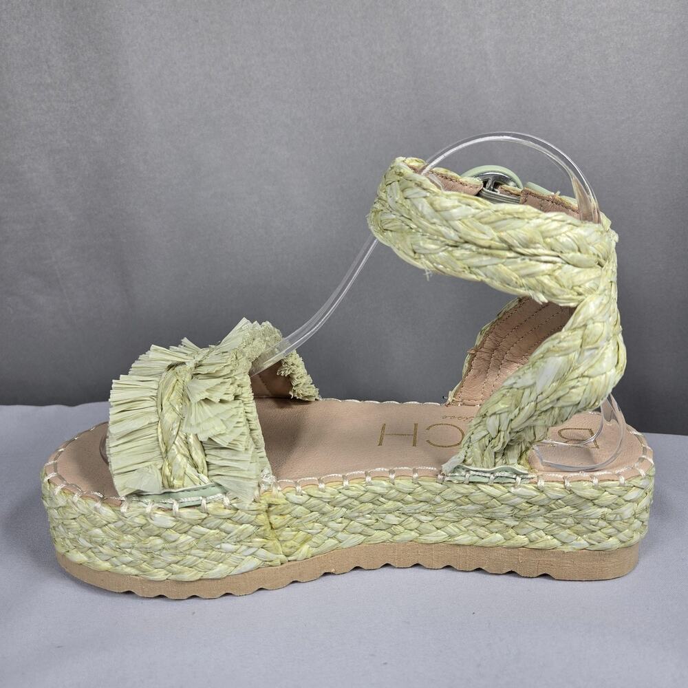 Beach Matisse Seashore Sandals Womens 8 Green Raffia Espadrille Wedge Platform - Picture 4 of 10